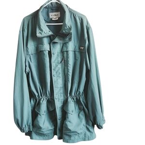 LL Bean Mens VTG Gorpcore Full Zip Windbreaker Anorak Lt. Wt. Nylon Green XL